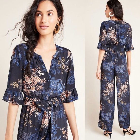 Anthropologie Pants - Kachel x Anthropologie Serina Floral Jumpsuit Silk